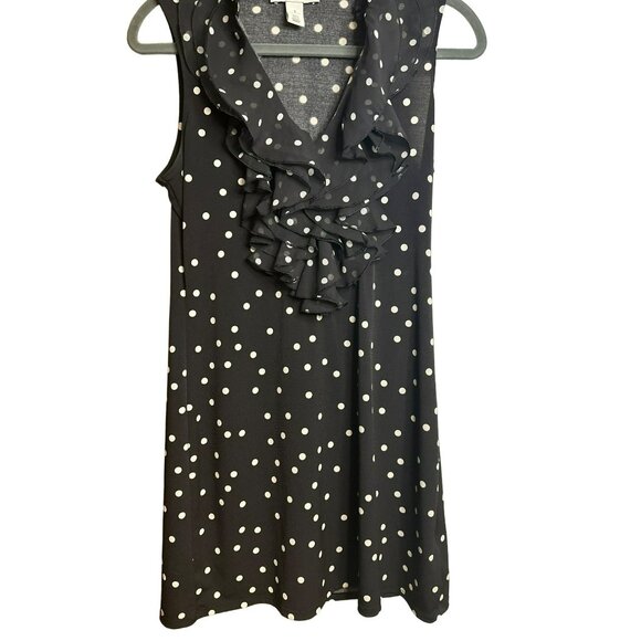 WHBM White House Black Market Polka Dot Ruffle Neck Chic Dress – Size Small - Picture 4 of 6